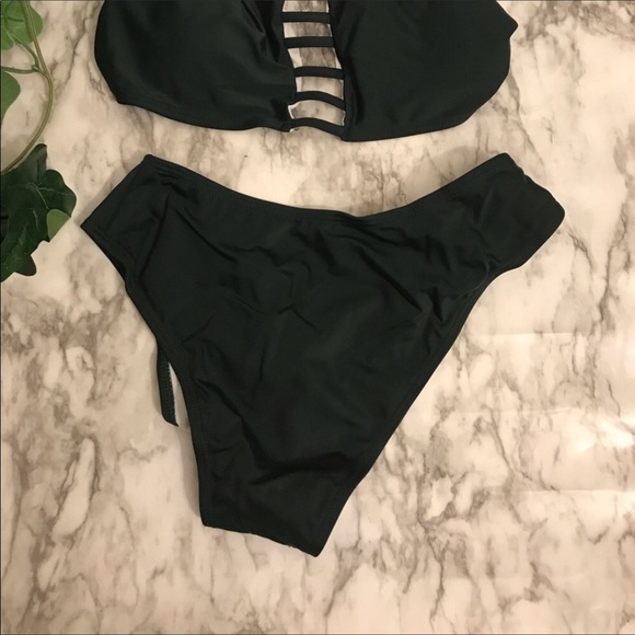 Green Cut Out Swim Suit - Picture 4 of 4